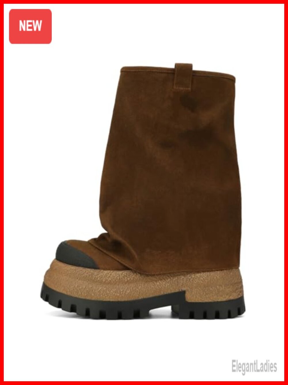 Slouchy Canvas Platform Mid Calf Boots Round Toe Slip-On Casual